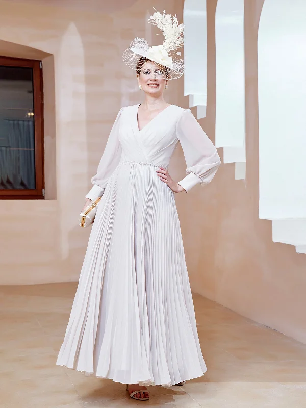 Women's Clothing for All Occasions Limited Time Offer V-neck Long Sleeves Pleated Ruched Dress Ivory Women's Clothing for All Occasions Limited Time Offer V-neck Long Sleeves Pleated Ruched Dress Ivory