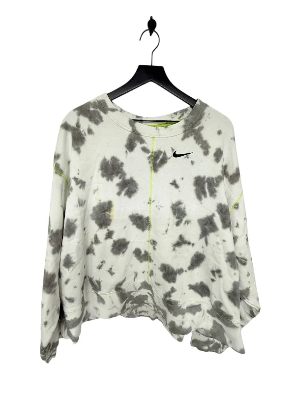 Sweatshirt Crewneck By Nike Apparel In Grey & White, Size: 3x