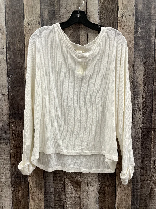 Top Long Sleeve By Caslon In Ivory, Size: L