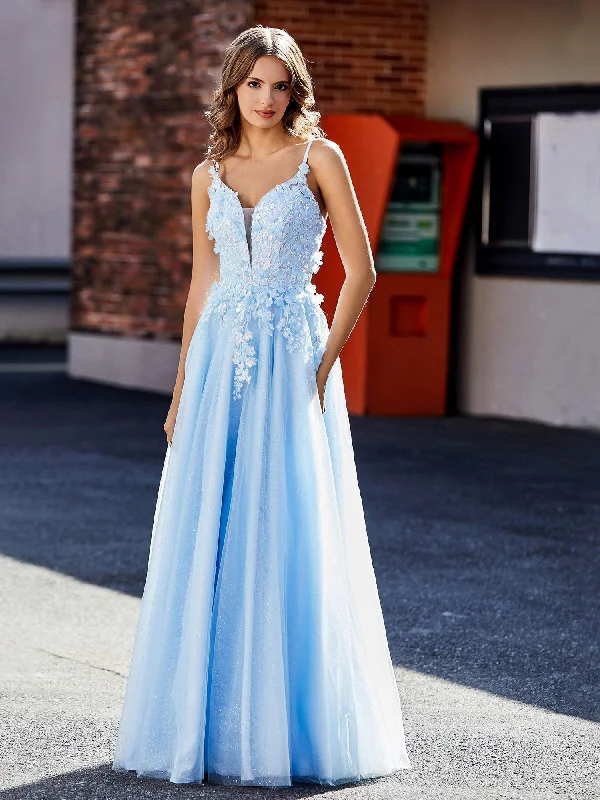 Women's Professional Garments Hot Trends Flower Applique Ruched Skirt Tulle Gown Sky Blue Women's Professional Garments Hot Trends Flower Applique Ruched Skirt Tulle Gown Sky Blue