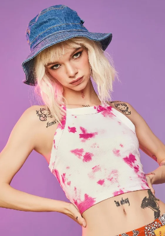 Clothes For Women Summer Fashion Easy Breezy Tie Dye Crop Tank