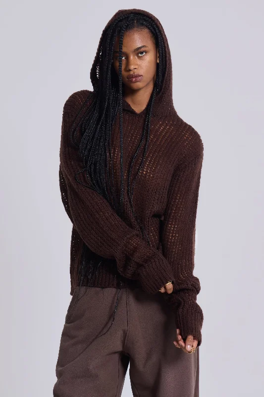 Women's Vacation Outfit Set Versatile Wardrobe Essentials Open Gauge Knit Hoodie