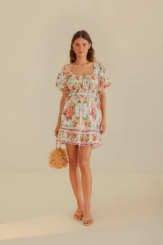 Women's Athleisure Apparel Minimalist Style Off-White Bloom Garden Euroflax™Premium Linen Mini Dress Women's Athleisure Apparel Minimalist Style Off-White Bloom Garden Euroflax™Premium Linen Mini Dress