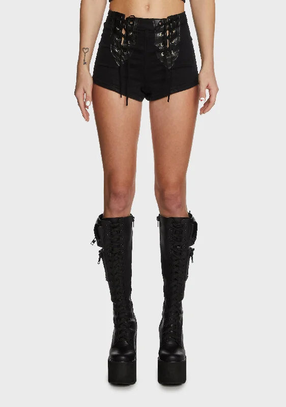 Stylish Women's Outerwear Apparel Elegant Fashion Roadhouse Blues Lace-Up Shorts