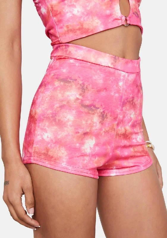 Clothes For Woman Latest Fashion Pink Tie Dye Shorts
