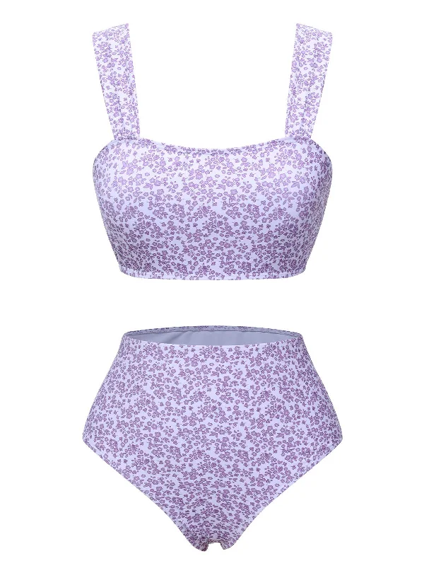 Online Boutiques Affordable Limited Time Offer Lavender 1950s Floral Wide Strap Swimsuit Online Boutiques Affordable Limited Time Offer Lavender 1950s Floral Wide Strap Swimsuit