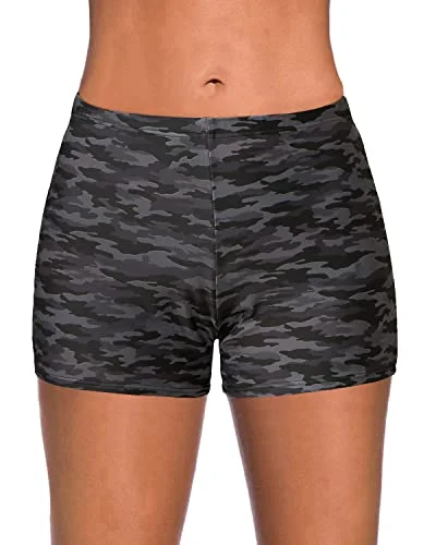 Seasonal Sale Special Occasion Wear Women's Elastic Waist Tankini Board Shorts For Casual Wear-Camouflage