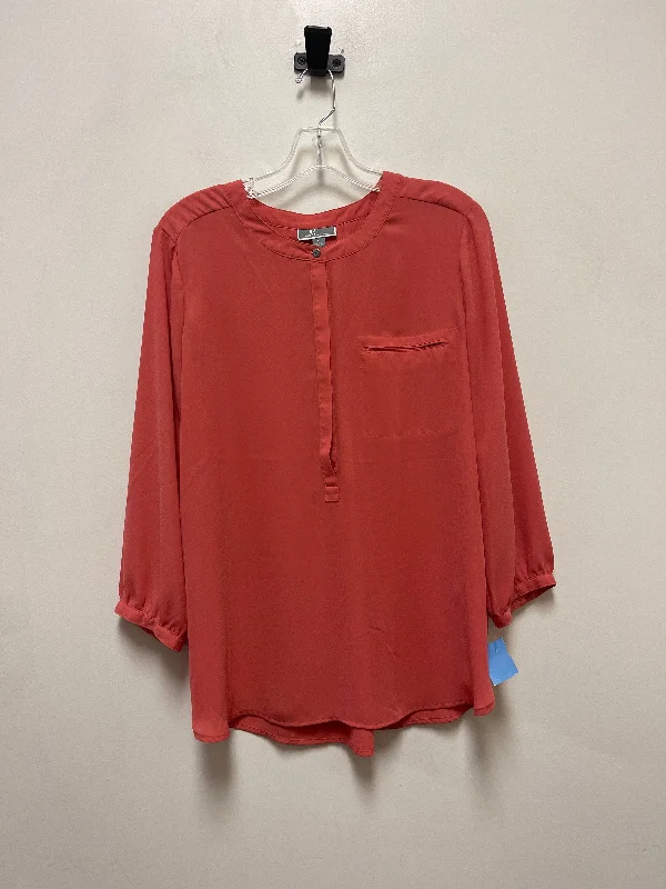 Top Long Sleeve By Jm Collections In Orange, Size: L