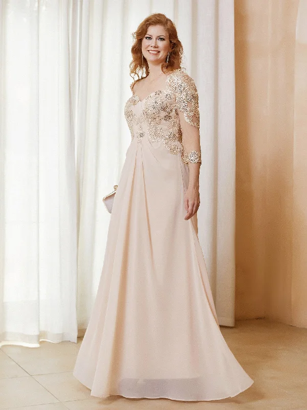 Women's High-Fashion Outfit Timeless Elegance Redefined Modren Chiffon Appliqued Dress with Open Back Champagne Women's High-Fashion Outfit Timeless Elegance Redefined Modren Chiffon Appliqued Dress with Open Back Champagne