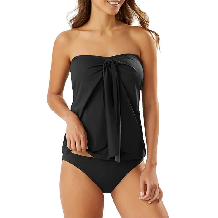 Last Chance For Amazing Deals Tommy Bahama Pearl Solids Sarong Wrap Bandini Top - Black*