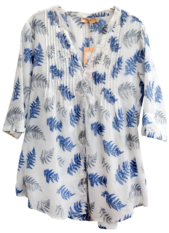 Fashionista Favorites Pleat Front Printed Cotton Top - Plus Size