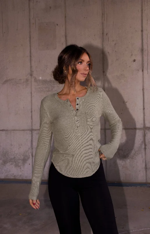 Exclusive Discounts Available Now Cozy Brushed Henley Top