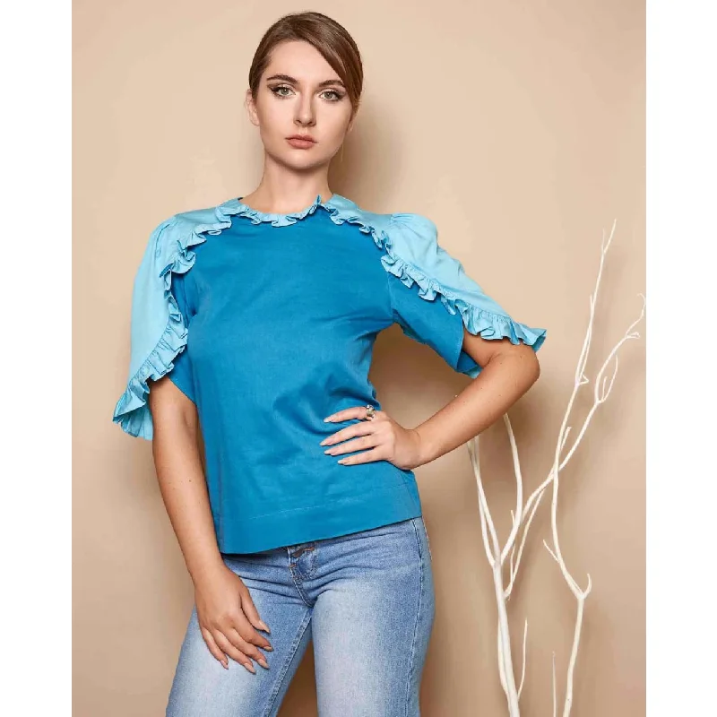 Modern Chic Discounts Zaza Blue Top