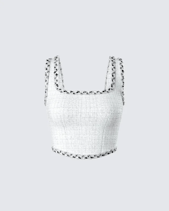 End-Of-Week Clearance Event Anjali Ivory Tweed Bustier Top