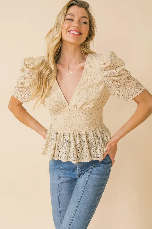 Flash Sale Now THOUGHTS OF HUE LACE TOP