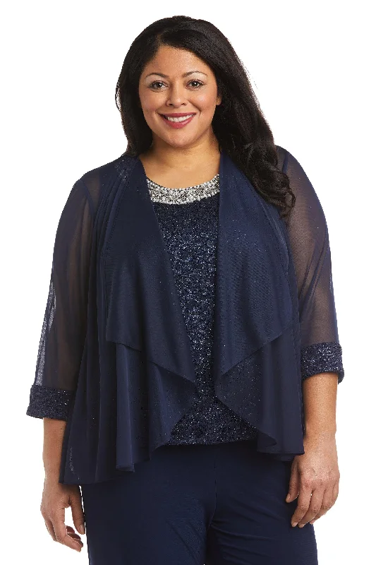 Break Fashion Norms R&M Richards 5988W Plus Size Two Piece Beaded Top