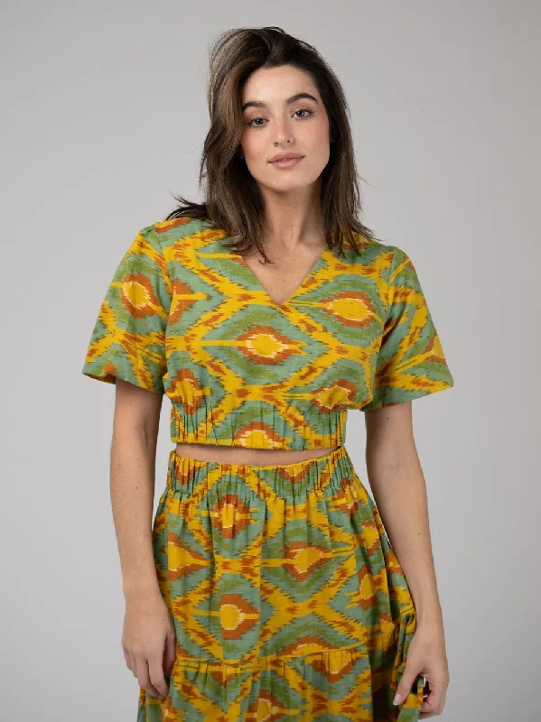 Urban Elegance Deals The Abby Top | Eco Yellow Ikat