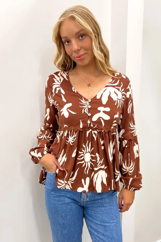 Flash Sale All Weekend Long Jacqui Top Chocolate Phoenix Sun