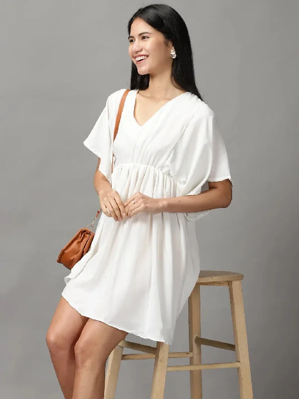 Special Offer Women's Off White Solid Fit and Flare Top-AE-15771-Offwhite