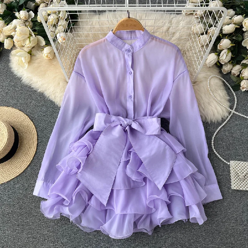 Sunday Specials – Shop & Save Chiffon Chic Top Women's New Ruffled Design Bow Shirt    S4501