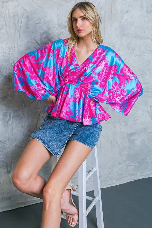 Spring Fashion HERE WE GO AGAIN BLUE WOVEN TOP