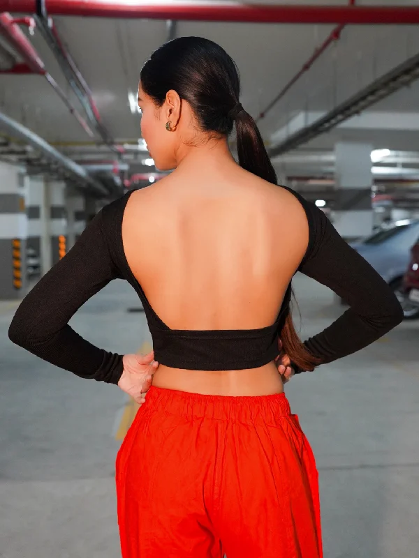 Latest Trends Stretchable Ribbed Backless Top