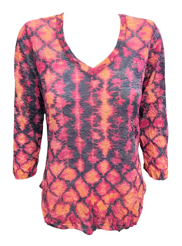 Step Up Your Style For Less David Cline Amelia 3/4 Sleeve V-Neck Top - Fire