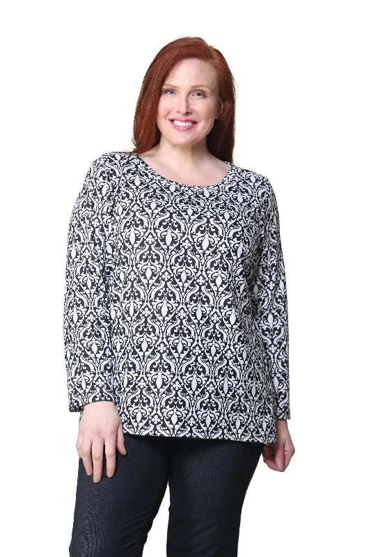 Hurry! Special Deals Ending Soon La Cera Baroque Print Pullover Top - Plus Size