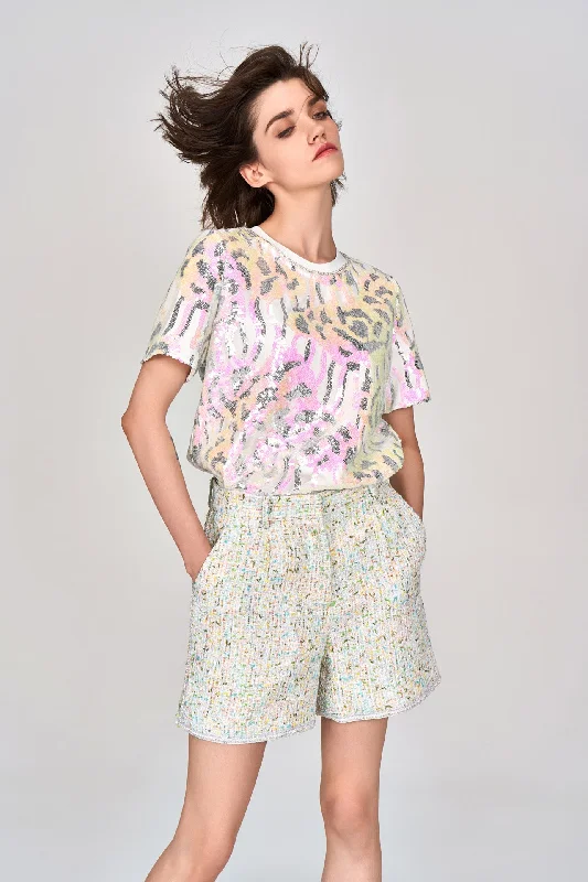 Sophisticated Style Offers Sequin Pattern Top