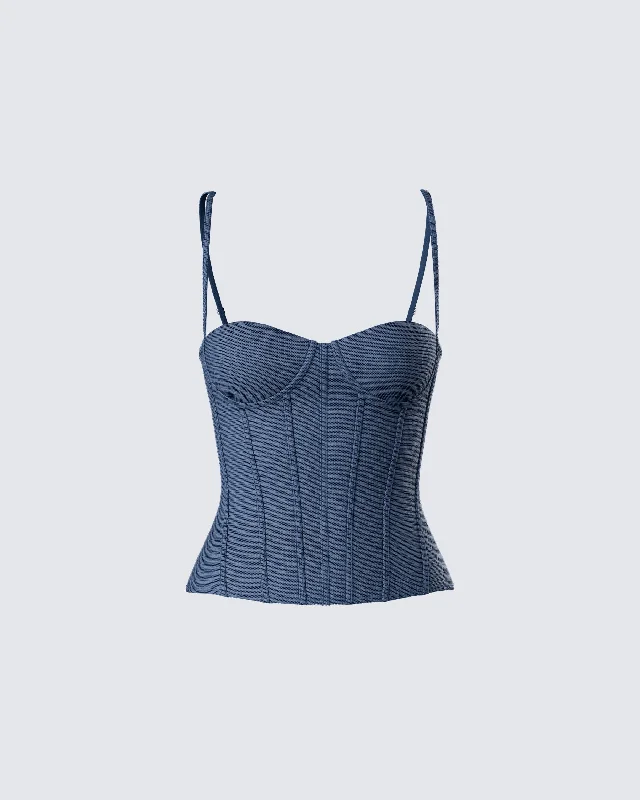 Modern Chic Discounts Shaelin Slate Mesh Corset Top