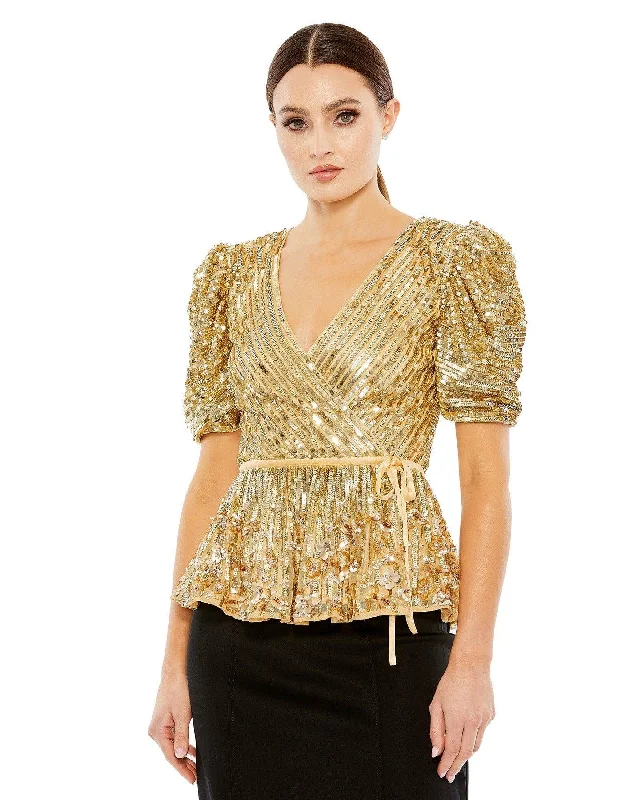 Exclusive Markdowns For A Short Time Mac Duggal R5694 Formal Beaded Sequin Short Sleeve Top Exclusive Markdowns For A Short Time Mac Duggal R5694 Formal Beaded Sequin Short Sleeve Top