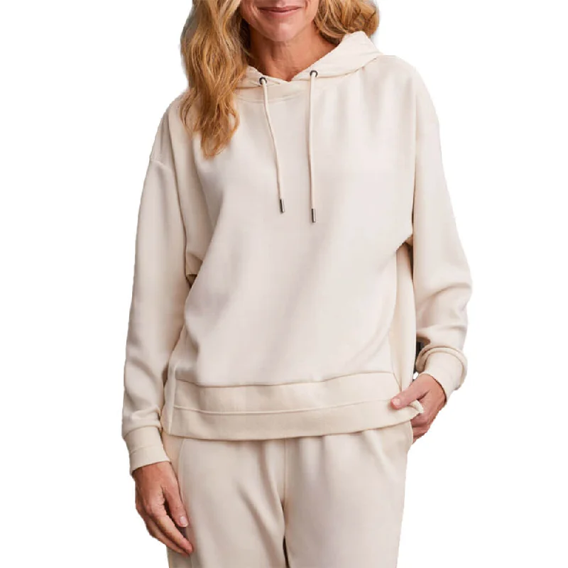 Stay Ahead In Style Tribal Combo Fabric Top With Hood - Eggshell