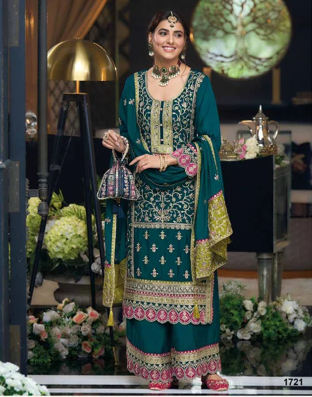 Limited Stock, Big Discounts Green Embroidered & Sequins Round Neck Straight Top Palazzo and Dupatta Set Limited Stock, Big Discounts Green Embroidered & Sequins Round Neck Straight Top Palazzo and Dupatta Set