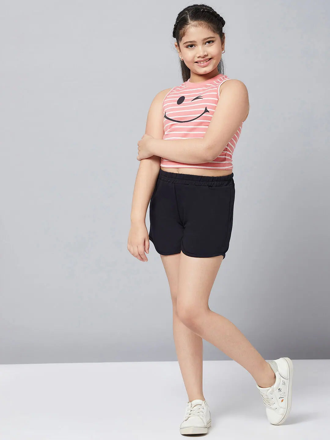 Fall Sale, Prices Drop Girl's Soiled Printed Top with Shorts Pink
