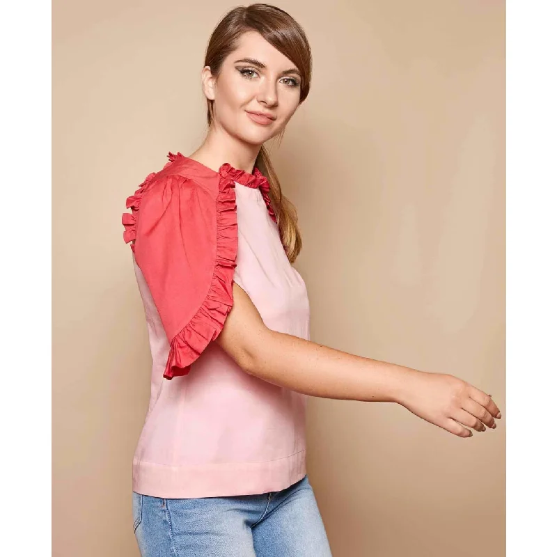 Relaxed Style Deals Rose Red Top