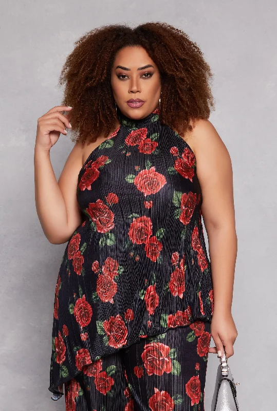 New In This Season Plus Size Almost Famous Plisse Printed Pattern Top