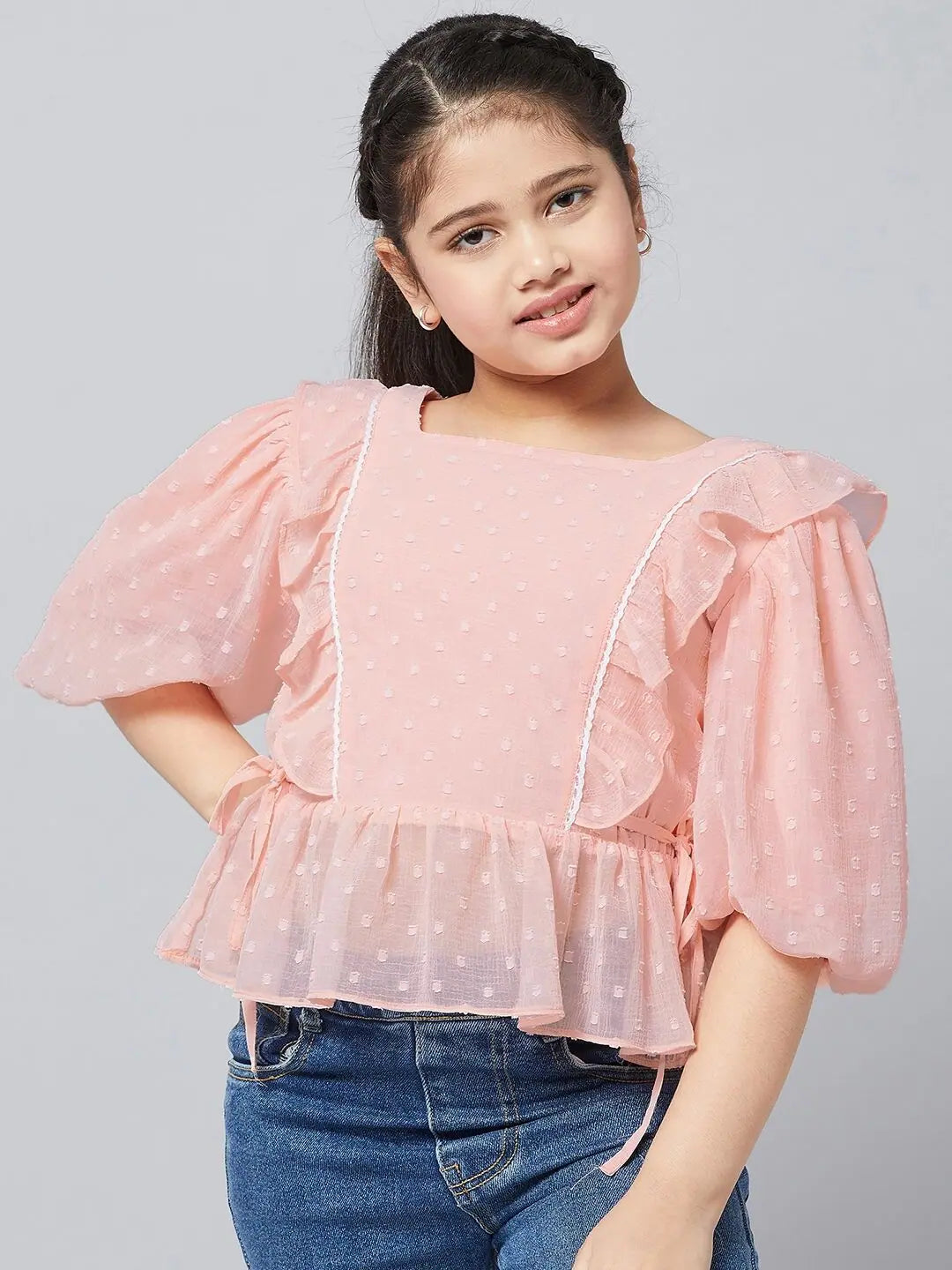 Cozy Chic Promotions Girl's Fresh Clothe Solid Top Peach