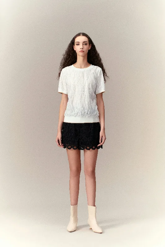 Hot Sale Ribbed Hem Mesh Top