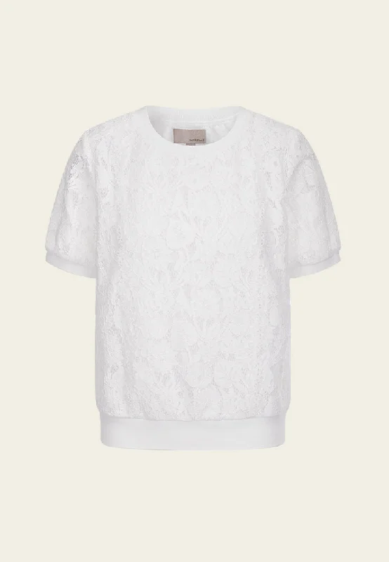 Limited-Time Offers On Top Styles White Lace Crew Neck Top