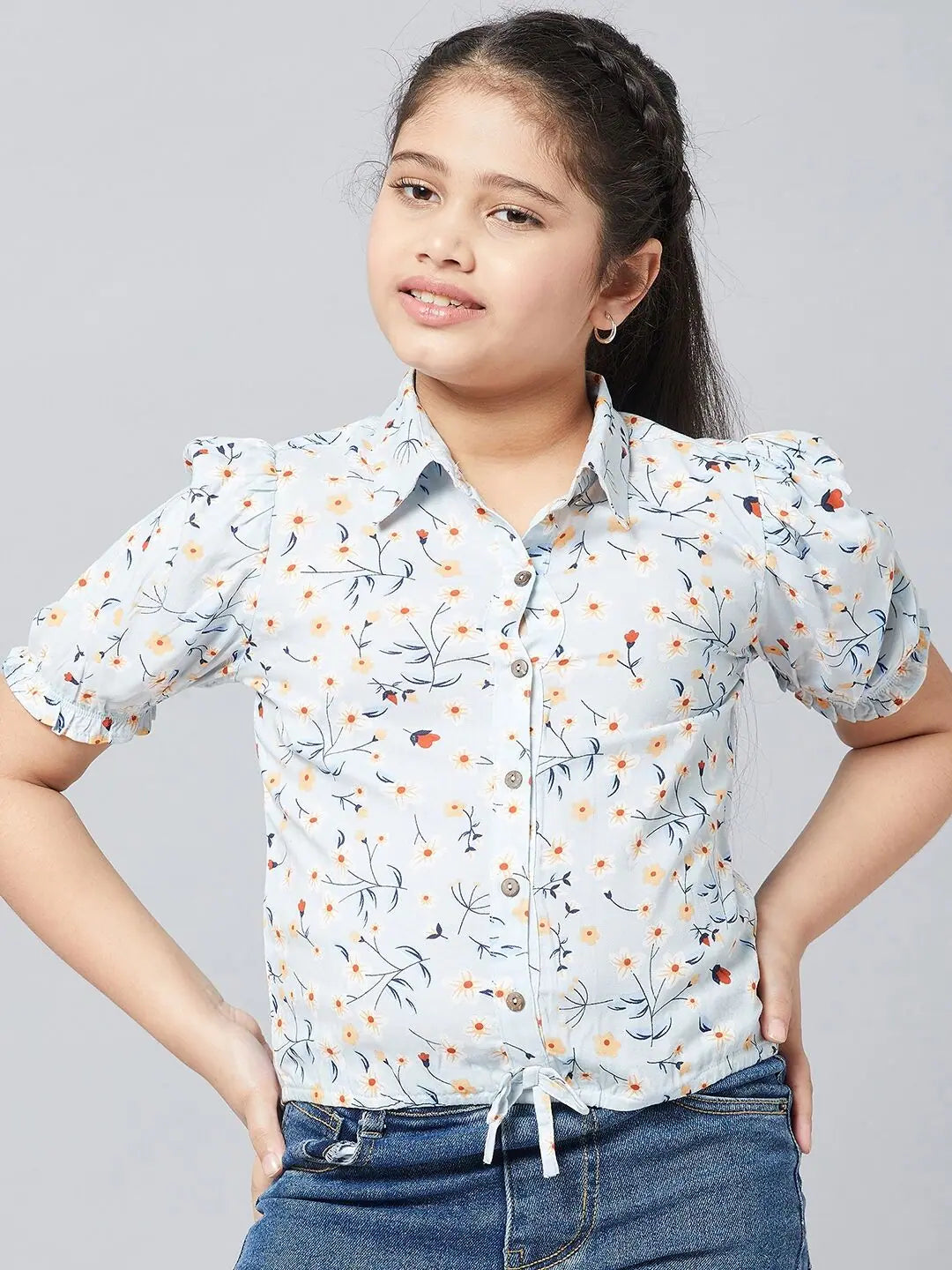 Chic And Trendy Girl's Splendid Printed Top Blue