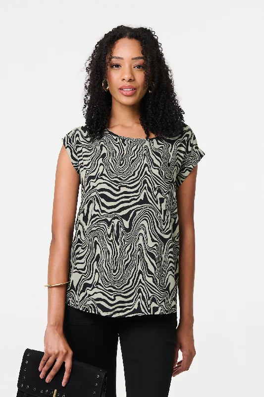 Don't Miss Out Marble Print Cap Sleeve Top