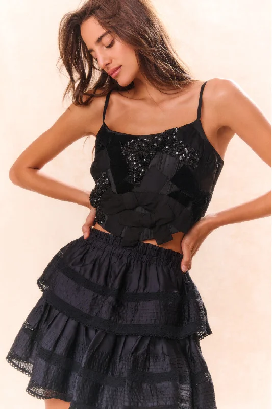Seasonal Fashion Woodley Bow Bustier Top - BLACK