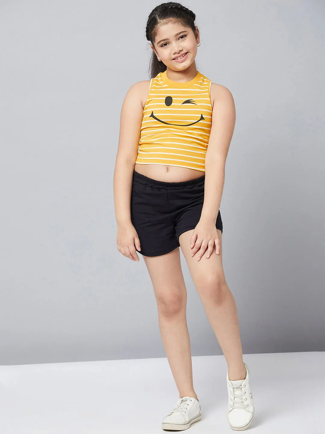 Fashion-Forward Offers Girl's Royal Printed Top with Shorts Yellow