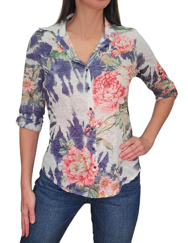 Summer Fashion David Cline Roll Up Sleeve Top - Ink
