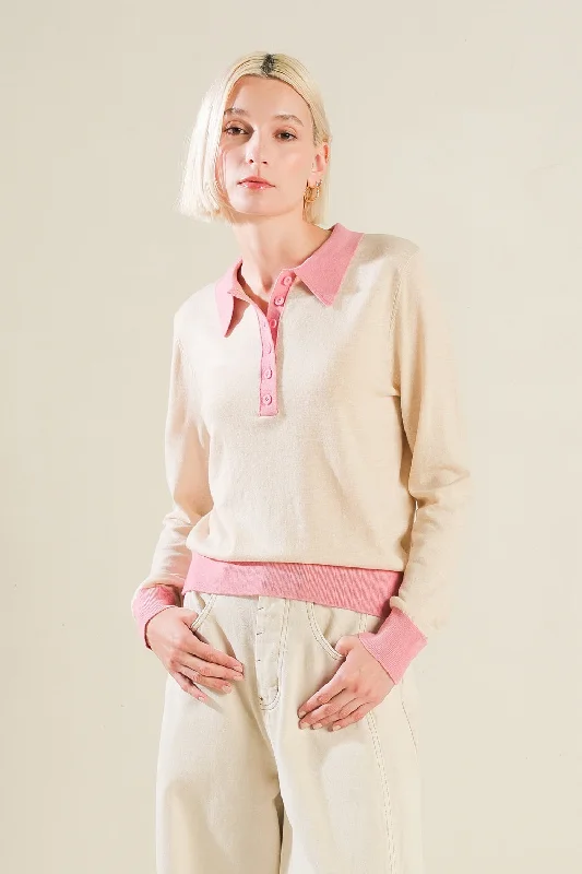 Top Picks At Markdown Prices HIDDEN REFLECTIONS SWEATER POLO TOP