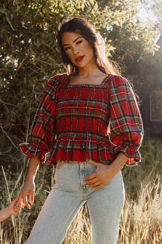 Fashion Forward, Function First Madeline Top in Holiday Plaid