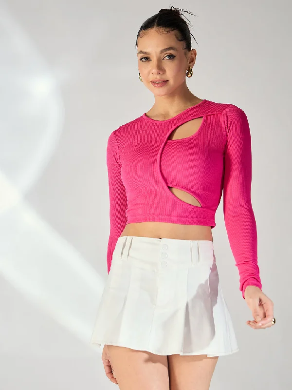 Limited Edition Stretchable Ribbed Top with Front Cut Outs