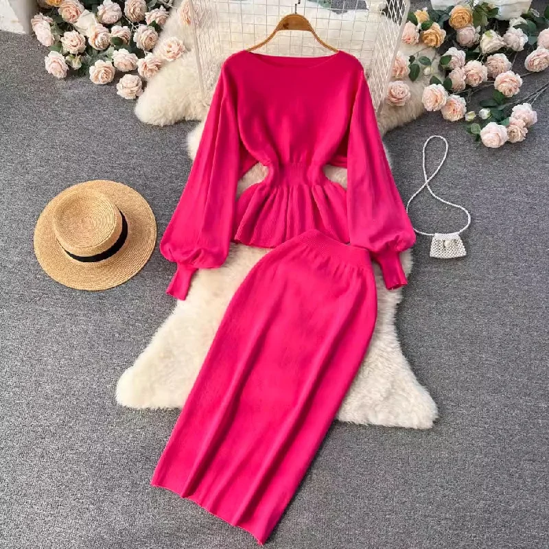 Crazy Discounts, Hurry Up suit for women design ruffled lantern sleeve top + skirt two-piece set S4579 Crazy Discounts, Hurry Up suit for women design ruffled lantern sleeve top + skirt two-piece set S4579