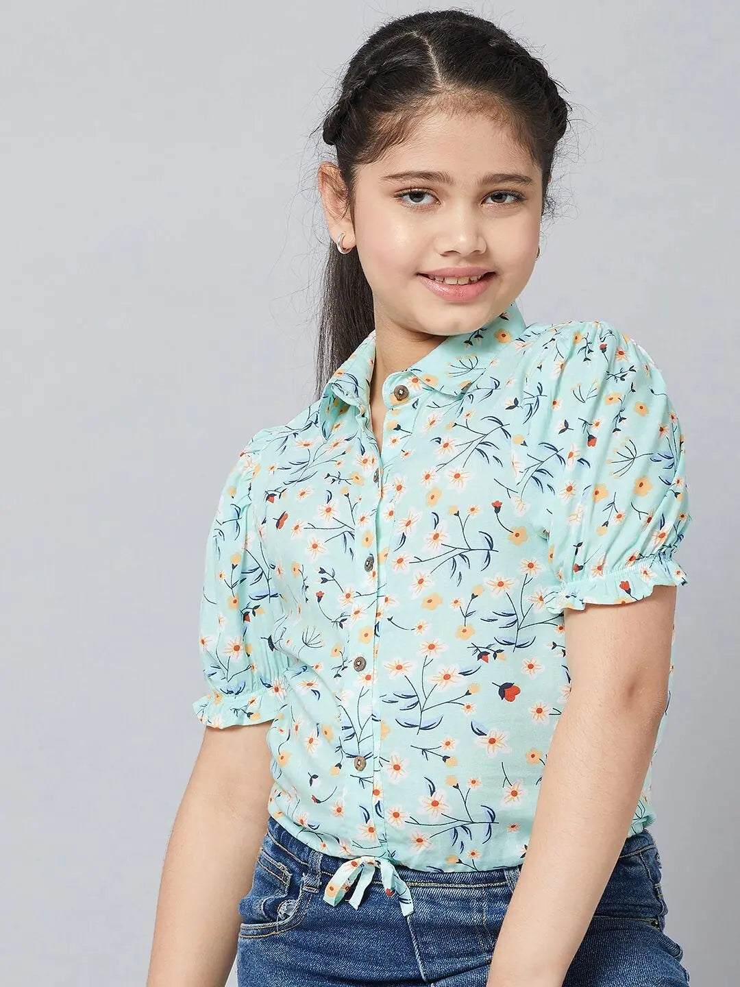 Sophisticated Style Offers Girl's Parallel Forge Printed Top Green