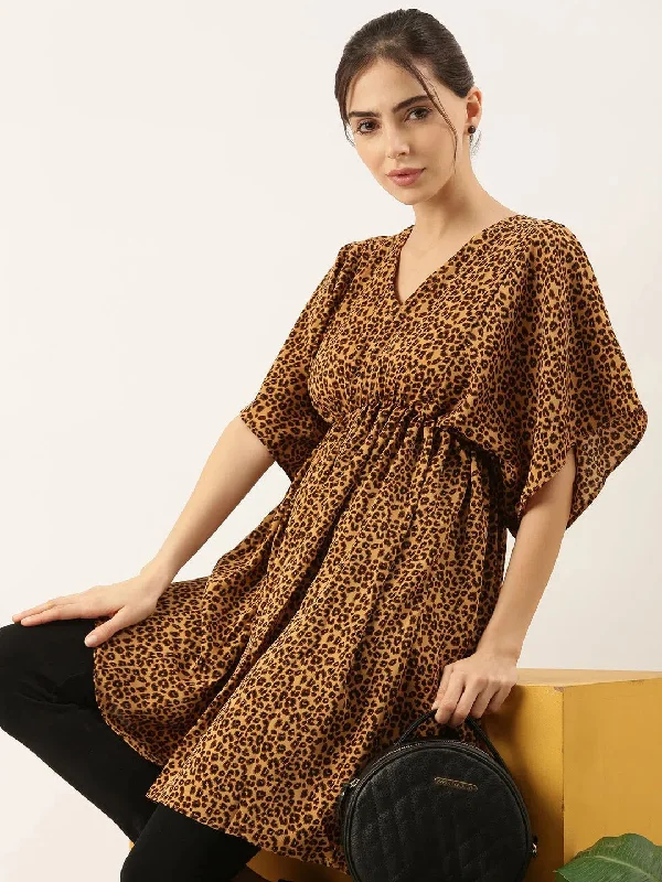 Inspired By You, Designed For You Women Brown Printed Empire Top-AE-9933-Brown